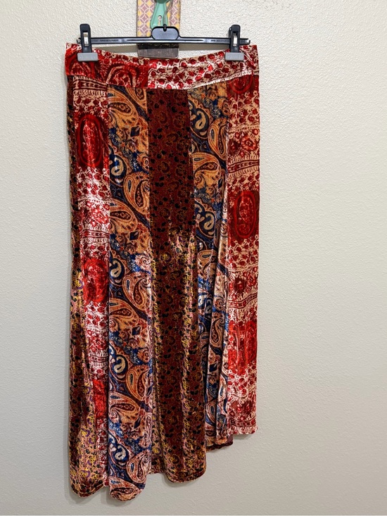 Free People Dresses & Skirts - Free People Red & Blue Paisley Patchwork Maxi Skirt